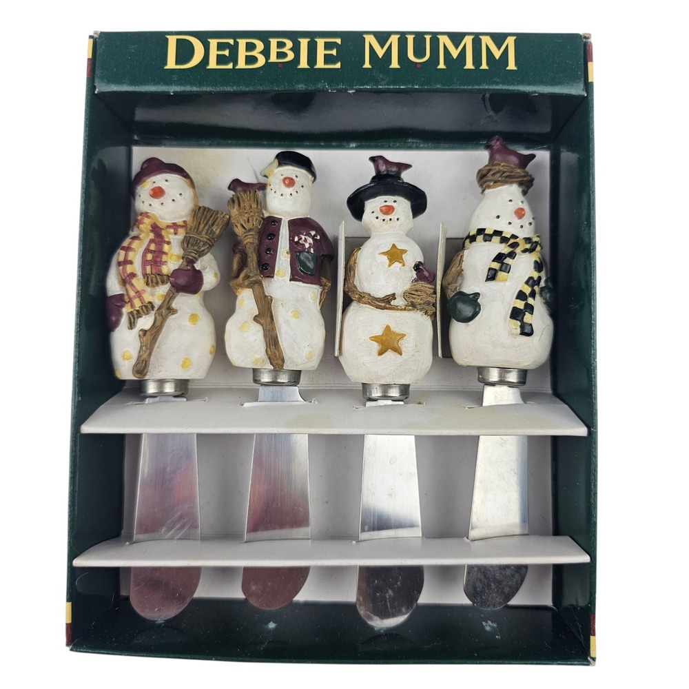 Debbie Mumm Snowman Spreader Knives Set‎ Holiday Winter Cheese Spreaders